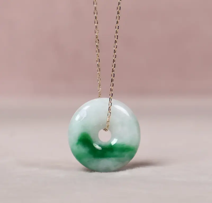 綠玉平安扣項鍊 Green Jade Donut Pendant Necklace