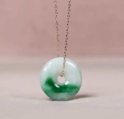 綠玉平安扣項鍊 Green Jade Donut Pendant Necklace